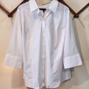Talbots Womens Plus Button Up Collar Shirt Sz 22W NWT Cotton Office White